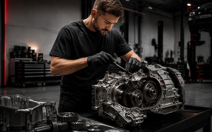 Arbeiten an Motor und Getriebe